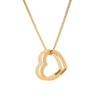 Collier Gravé - Double coeur