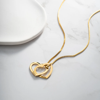 Collier Gravé - Double coeur